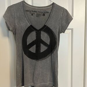 L.O.L. Vintage Charcoal Peace V-Neck Tee